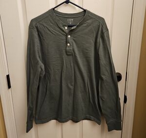 J. Crew Olive Long Sleeve Henley Shirt